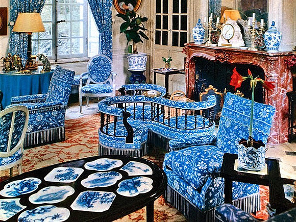 blue and white fabric furniture
