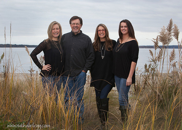 Family portrait on the beach at Narragansett Bay